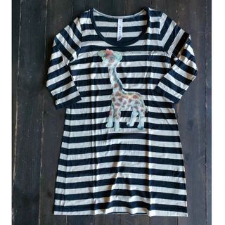 アチャチュムムチャチャ(AHCAHCUM.muchacha)のあちゃちゅむ　きりんボーダー七分袖ワンピース　レディース(ひざ丈ワンピース)