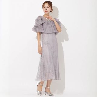 アンド クチュール チュールフリルブラウス+レースキャミドレス(ロングワンピース/マキシワンピース)