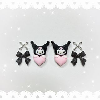 サンリオ(サンリオ)のネイルパーツ 6P 〈J091〉 クロミちゃん ピンクハート(デコパーツ)