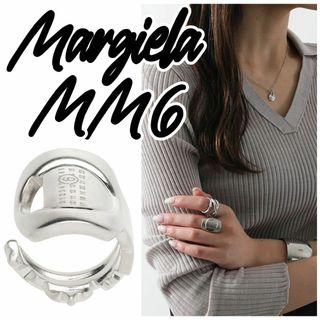 エムエムシックス(MM6)の【定価4.5万】MM6 マルジェラ キーリング シルバー カレンダーロゴ 16号(リング(指輪))