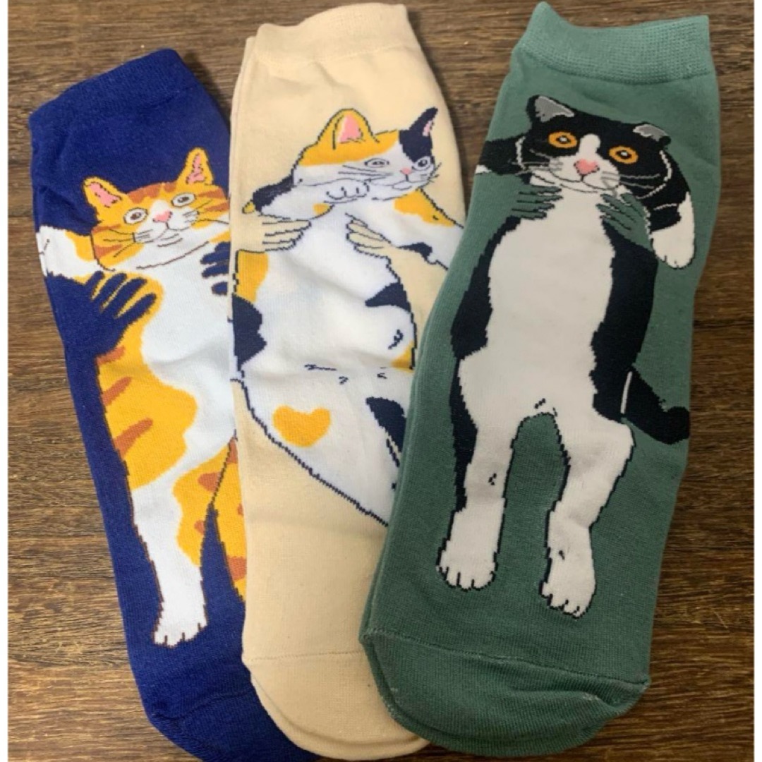 猫　ねこ　靴下　ソックス　22-24㎝　3足セット レディースのレッグウェア(ソックス)の商品写真