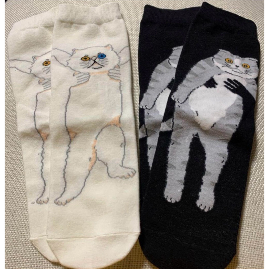 猫　ねこ　靴下　ソックス　22-24㎝　3足セット レディースのレッグウェア(ソックス)の商品写真