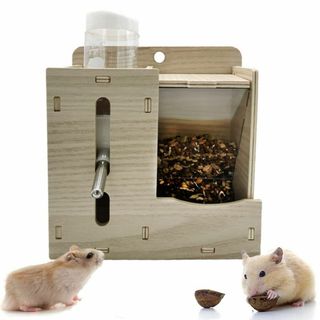 IYOIYA ハムスター 自動給餌器 給水器 置き型 2in1 水槽 ケージ 取(小動物)