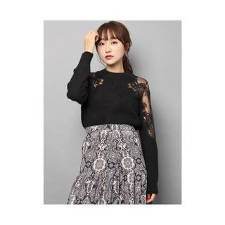 FRAY I.D - 美品 定価2万 FRAY I.D エンブロイダリーニット 黒 レース袖 花柄刺繍