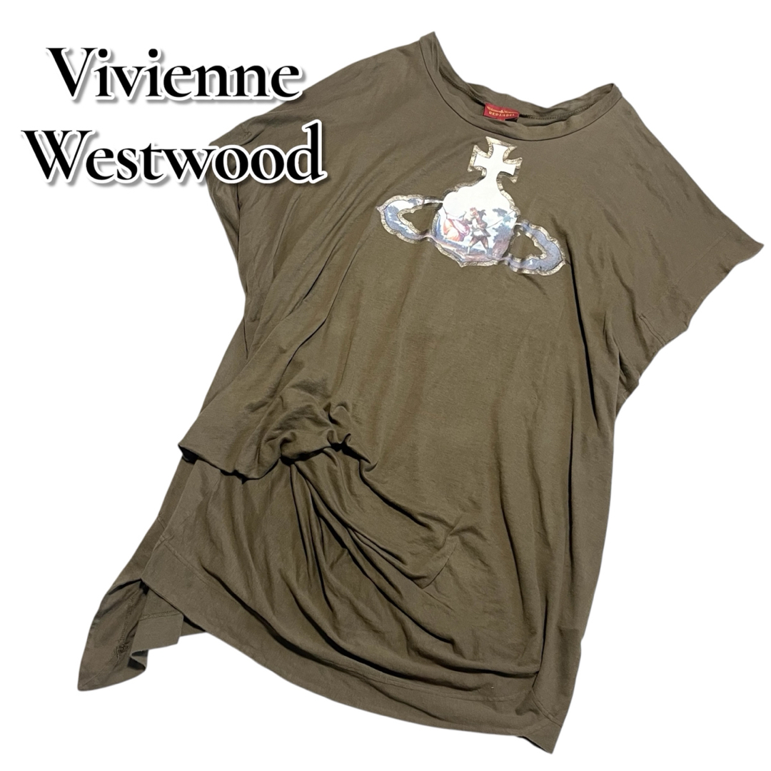 Vivienne Westwood(ヴィヴィアンウエストウッド)のヴィヴィアン ウエストウッド レッドレーベル 変形 ワンピース オーブ 半袖 M レディースのワンピース(ひざ丈ワンピース)の商品写真