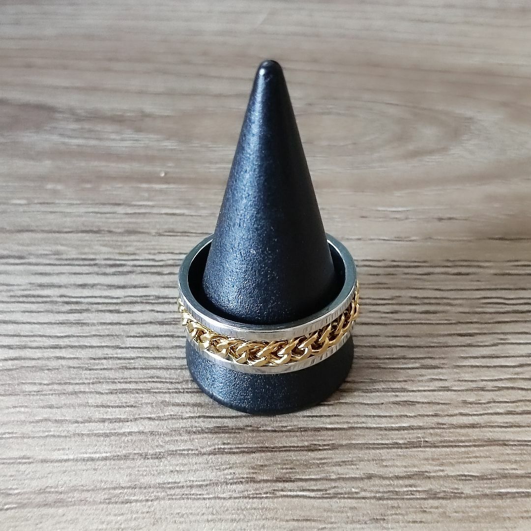 シルバー ゴールド チェーン スピン 指輪 リング メンズ シンプル メンズのアクセサリー(リング(指輪))の商品写真