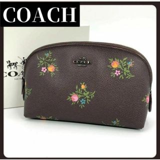 コーチ(COACH)のCOACH　コーチ　ダークブラウン　ポーチ　フラワー　メイクポーチ　小物入れ(その他)