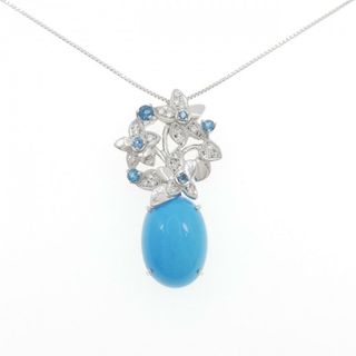 K18WG フラワー ターコイズ ネックレス 11.00CT(ネックレス)