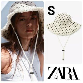 ザラ(ZARA)のZARA ドット柄バケットハット S 完売品(ハット)