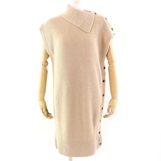 エルメス(HERMES)の極美品△HERMES エルメス 97-7711 キャメル100％ セリエボタン フレンチスリーブ ニット ワンピース レディース 36 イタリア製 正規品 レディース(ひざ丈ワンピース)