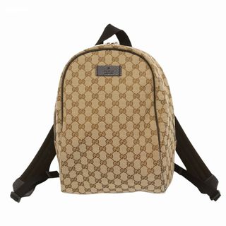 グッチ(GUCCI)の【5gc3621-h】グッチ リュック・デイパック GGキャンバス 449906 キャンバス ブラウン シルバー金具【中古】レディース(リュック/バックパック)