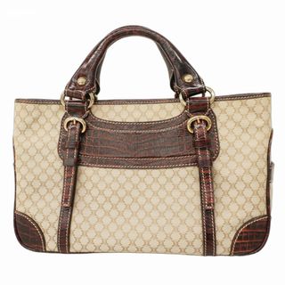セリーヌ(CELINE)の【5gc3668-h】セリーヌ ハンドバッグ マカダム キャンバス ベージュ ブラウン シャンパンゴールド金具【中古】レディース(ハンドバッグ)