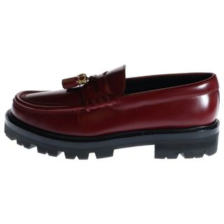 セリーヌ(CELINE)のCELINE セリーヌ MARGARET マーガレット エディ期 トリオンフ レザータッセルローファー フリンジ レッド レディース FA1201(ローファー/革靴)
