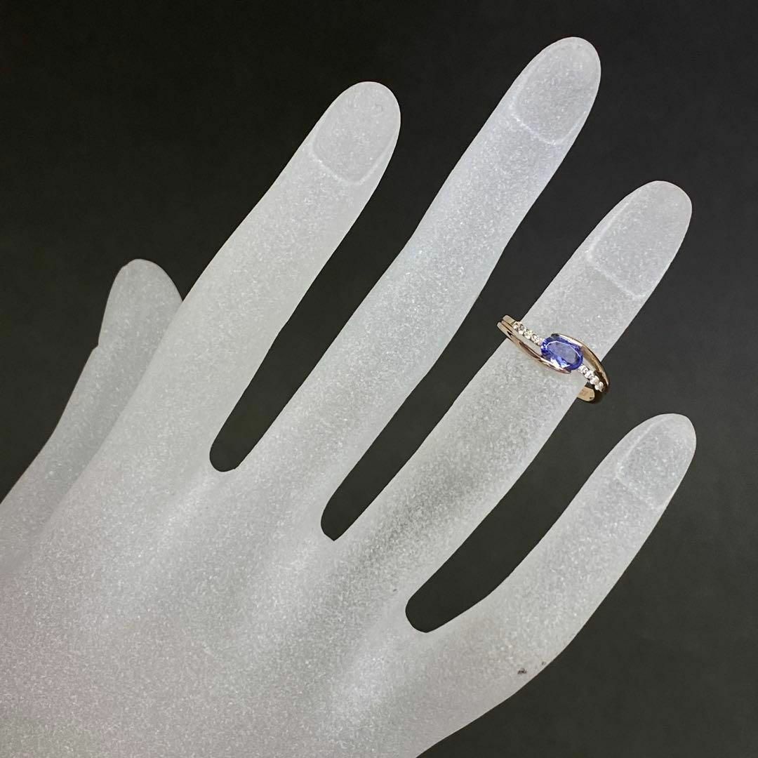 K18ピンクゴールド　天然 タンザナイトリング　0.39ct　7.5号　PG レディースのアクセサリー(リング(指輪))の商品写真