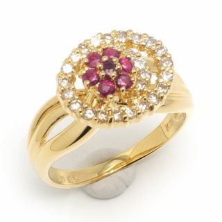 ルビーダイヤモンドリング 約9.5号 K18YG・ルビー・ダイヤ0.35ct(リング(指輪))