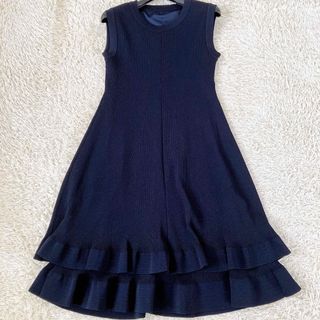 ルネ(René)の美品✨ルネ ニットフレアワンピース ティアード 36 黒 ロング 2019(ロングワンピース/マキシワンピース)
