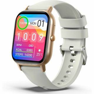 【2.01インチ大画面】スマートウォッチ 通話機能付き iPhone対応 防水(腕時計)