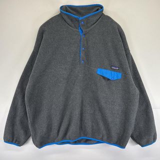 パタゴニア(patagonia)の古着 パタゴニア patagonia スナップTフリースジャケット トレーナー ワンポイントロゴ シンチラ 大きいサイズ XXL  ダークグレー系 メンズ(その他)