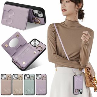【新着商品】iPhone16Pro ケース 手帳型 ショルダー 背面カード収納 (その他)