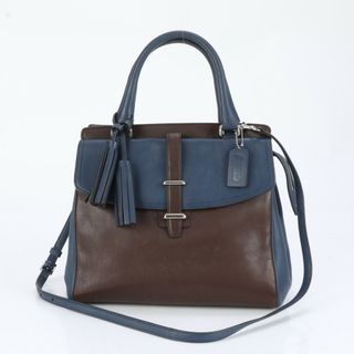 コーチ(COACH)の美品 コーチ レガシー ツートン レザー 2WAY ショルダーバッグ 斜め掛け ハンド トート 26301 ブラウン レディース ECE CJ18-3(ショルダーバッグ)