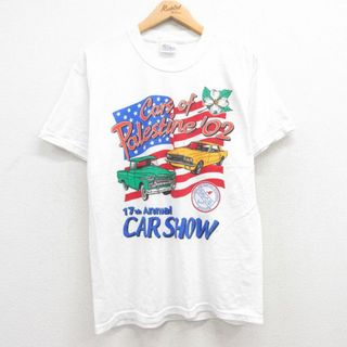 ヘインズ(Hanes)のL★古着 ヘインズ Hanes 半袖 ビンテージ Tシャツ メンズ 00年代 00s 車 企業広告 クルーネック 白 ホワイト 【spe】 25jul19 中古(Tシャツ/カットソー(半袖/袖なし))