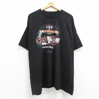 XL★古着 半袖 ロック バンド Tシャツ メンズ スティクス REOスピードワゴン 大きいサイズ クルーネック 黒 ブラック 25jul19 中古(Tシャツ/カットソー(半袖/袖なし))