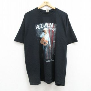XL★古着 半袖 ロック バンド Tシャツ メンズ アランジャクソン 大きいサイズ コットン クルーネック 黒 ブラック 25jul19 中古(Tシャツ/カットソー(半袖/袖なし))