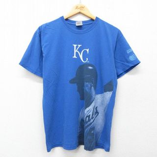 M★古着 半袖 ビンテージ Tシャツ メンズ 00年代 00s MLB カンザスシティロイヤルズ at&t コットン クルーネック 青 ブルー メジャーリーグ ベースボール 野球 25jul19 中古(Tシャツ/カットソー(半袖/袖なし))