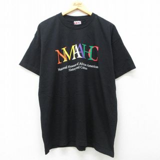 XL★古着 半袖 ビンテージ Tシャツ メンズ 90年代 90s NMAAHC 大きいサイズ コットン クルーネック USA製 黒 ブラック 25jul19 中古(Tシャツ/カットソー(半袖/袖なし))