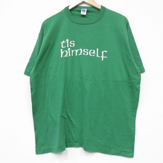 XL★古着 ラッセル 半袖 ビンテージ Tシャツ メンズ 90年代 90s tis クルーネック USA製 緑 グリーン 25jul19 中古(Tシャツ/カットソー(半袖/袖なし))