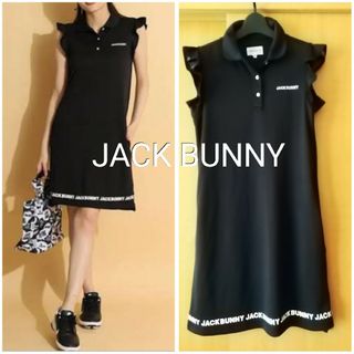 JACK BUNNY ジャックバニー★ブラックメッシュ フリル袖 ポロワンピース