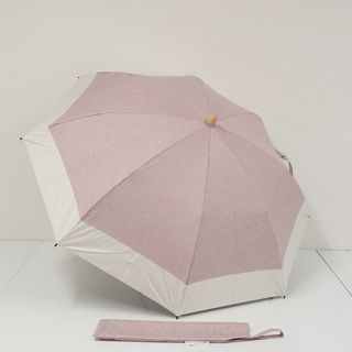 折りたたみ日傘 SOLSHADE ソルシェード USED品 晴雨兼用 2WAY収納 遮光 UVカット 杢ローズ×アイボリー 50cm FA9139(傘)