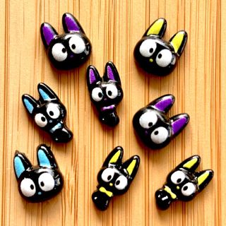黒猫 猫 ネイルパーツ デコレーション ハンドメイド素材(デコパーツ)