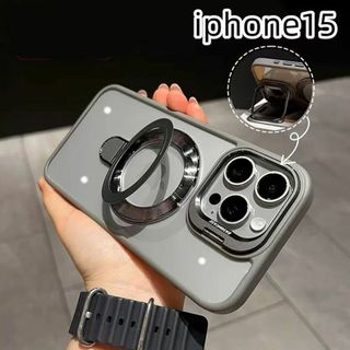 iphone15ケース ケース カーバー 　ワイヤレス充電　グレー2