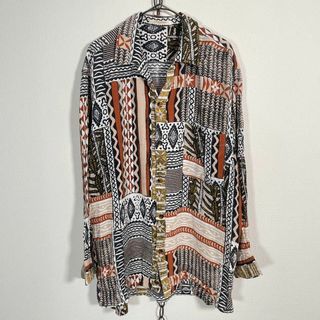 ヴィンテージ(VINTAGE)の日本製 90sヴィンテージ LANCEL SIWA 総柄シワシャツ エスニック(シャツ)