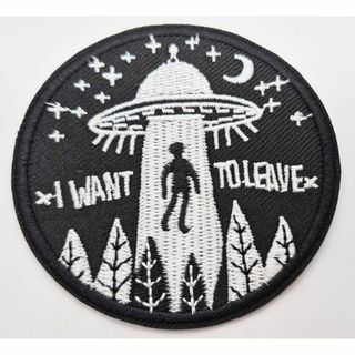 UMA　アブダクション　UFO　された人あり　パッチ　アイロン　のりつき　刺繍　