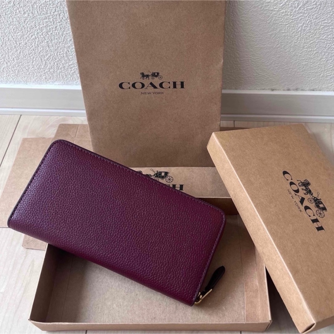 【残りわずか】COACH コーチ 財布 レッド ボルドー ワイン COACH OUTLET - 【残りわずか】COACH コーチ 財布 レッド