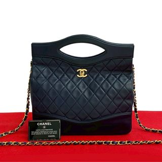 シャネル(CHANEL)の極 美品 カード シール有 1番台 CHANEL シャネル マトラッセ ココマーク ラムスキン 2way ハンドバッグ ショルダーバッグ ネイビー 36702(ショルダーバッグ)