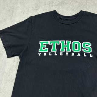 ETHOS　ロゴプリント　トップス　半袖　Tシャツ　古着　ブラック　黒　M