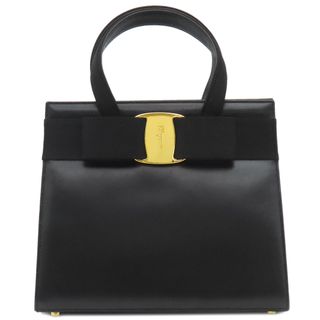 フェラガモ(FERRAGAMO)のフェラガモ FERRAGAMO 2WAYバッグ ヴァラ リボン レザー ブラック ゴールド金具 黒 ハンドバッグ ショルダーバッグ BA214178 【保存袋】【中古】(ハンドバッグ)