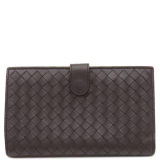 ボッテガヴェネタ(BOTTEGA VENETA)のボッテガヴェネタ BOTTEGA VENETA 長財布 イントレチャート レザー ブラウン ガンメタル金具 茶 二つ折り 札入れ 【箱】【中古】(長財布)