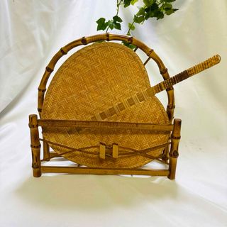 竹製うちわ立て 竹細工 茶道具 扇子 扇子立て 伝統工芸品 床の間 茶室(その他)