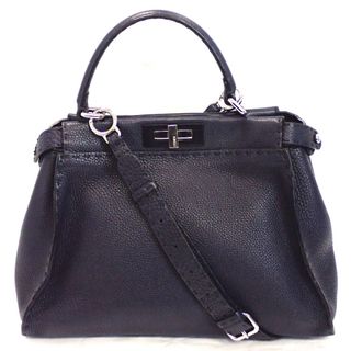 フェンディ(FENDI)のフェンディ ハンドバッグ 2Wayバッグ ピーカブー セレリア ミディアム ネイビー系 本革 Th632211 中古(ハンドバッグ)