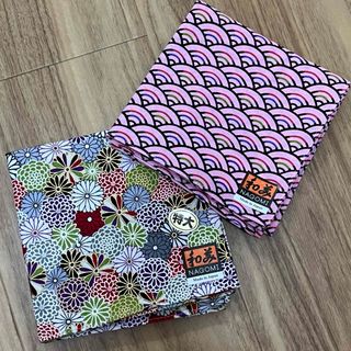 NAGOMI 花柄 波模様 ハンカチ 2枚セット 52×52cm 大判(ハンカチ)