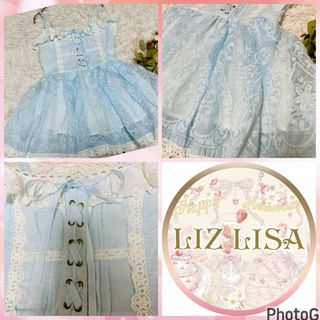 リズリサ(LIZ LISA)のリズリサ★LIZ LISA★美品★オーガンジー★編み上げ★ボリュームキャミソール(ミニワンピース)