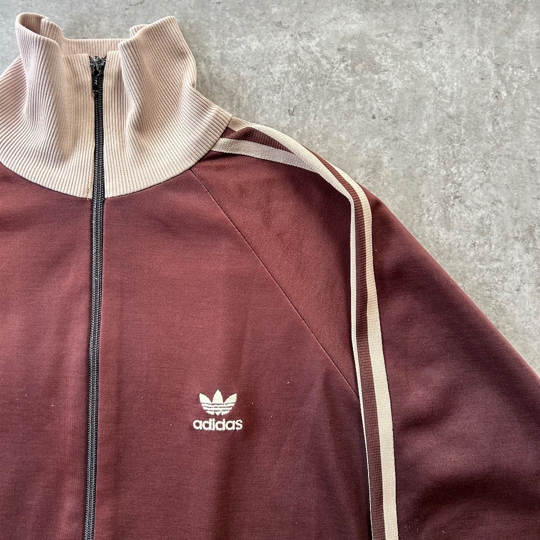 adidas(アディダス)の80s アディダス ジャージ/トラックジャケット ブラウン×ベージュ デサント製 メンズのトップス(ジャージ)の商品写真