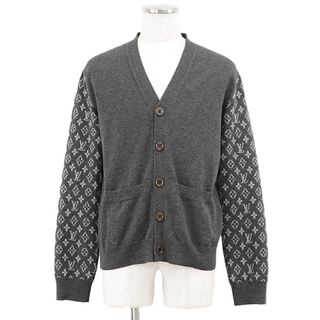 【新品同様】LOUIS VUITTON ルイ・ヴィトン カーディガン 2023SS ニット カシミヤブレンド シグネチャー ロゴ LV モノグラム ジャガード Vネック ロングスリーブ 長袖 トップス メンズ サイズ M グレー 灰色 イタリア製 RM231Q R93 HON43W