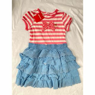 新品　ミキハウス 半袖ワンピース ピンク・青　リーナちゃん