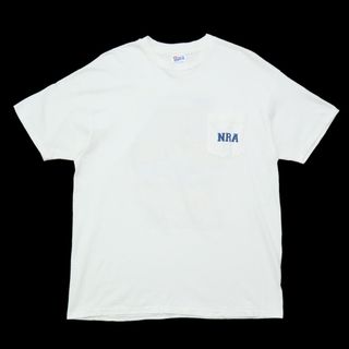 ヴィンテージ(VINTAGE)の90s ビンテージ NRA ポケット Tシャツ USA製 ヘインズ ポケT 白(Tシャツ/カットソー(半袖/袖なし))