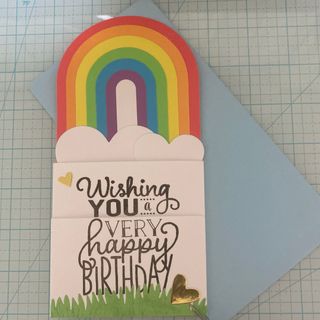 ②虹のデザイン誕生日カード　ハンドメイド(カード/レター/ラッピング)
